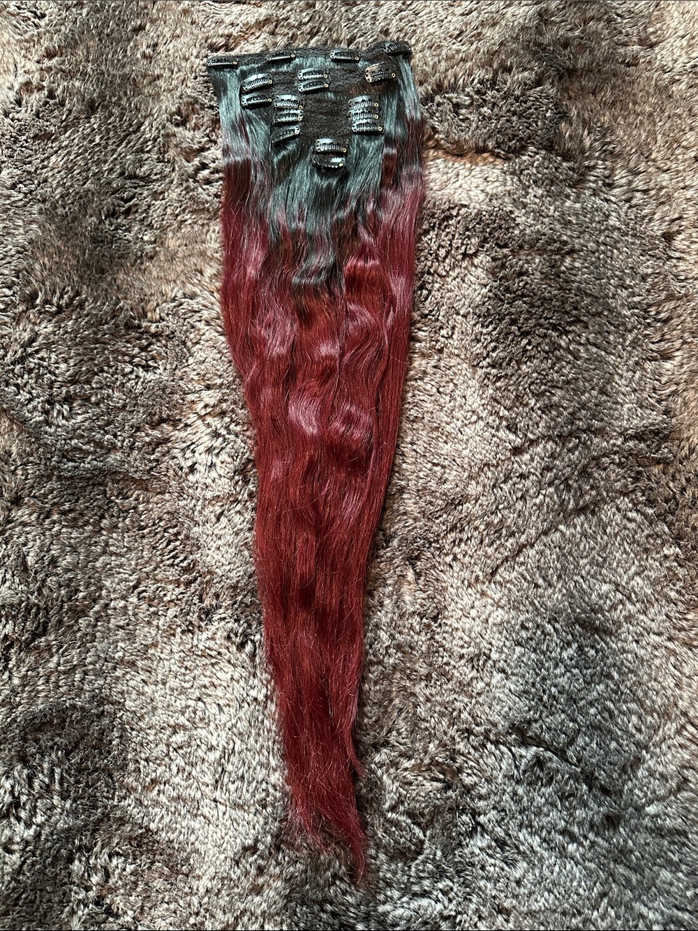 Ombre Clip-In Hair Extension - Deep Burgundy Blend